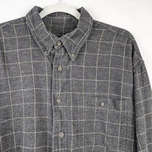 Woolrich Men's Gray Plaid Button-Down Long Sleeve Flannel Shirt 3XL Grunge‎ Y2K